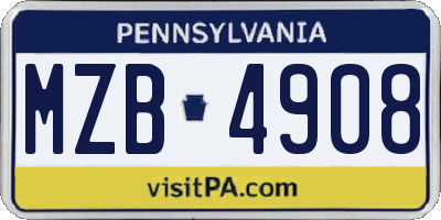 PA license plate MZB4908
