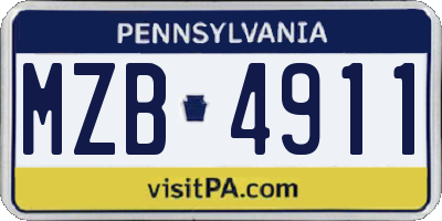 PA license plate MZB4911