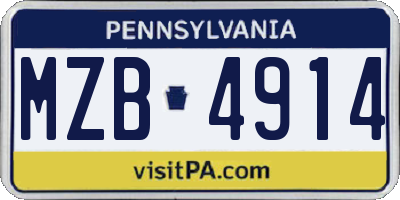 PA license plate MZB4914