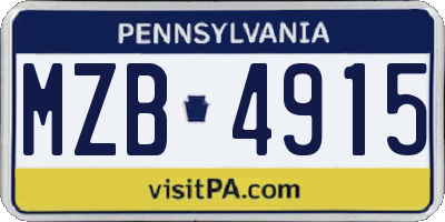 PA license plate MZB4915