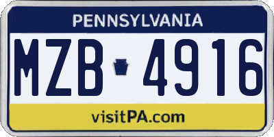 PA license plate MZB4916