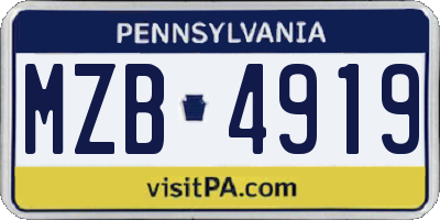 PA license plate MZB4919