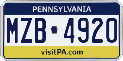 PA license plate MZB4920