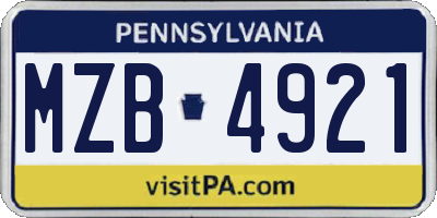PA license plate MZB4921