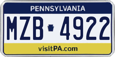 PA license plate MZB4922