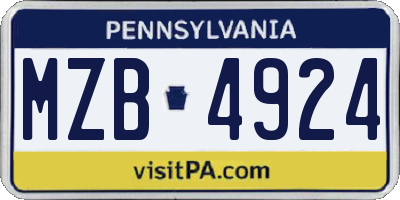 PA license plate MZB4924