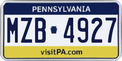 PA license plate MZB4927