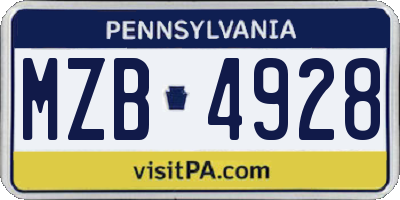 PA license plate MZB4928