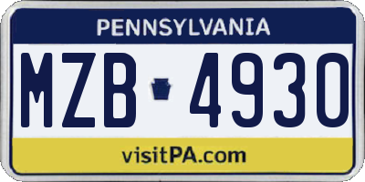 PA license plate MZB4930
