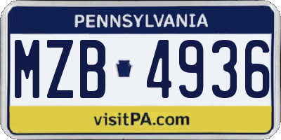 PA license plate MZB4936