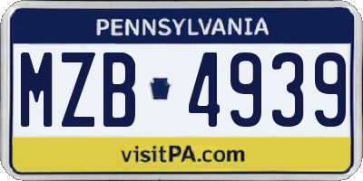 PA license plate MZB4939
