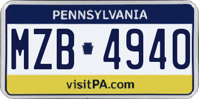 PA license plate MZB4940