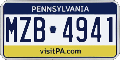 PA license plate MZB4941