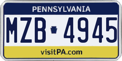 PA license plate MZB4945