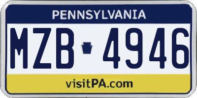 PA license plate MZB4946