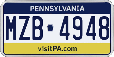 PA license plate MZB4948