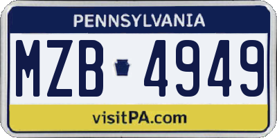 PA license plate MZB4949