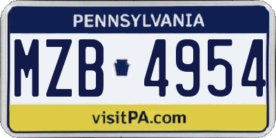 PA license plate MZB4954