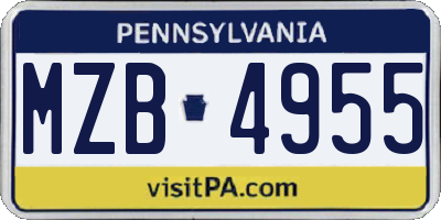 PA license plate MZB4955