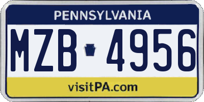 PA license plate MZB4956