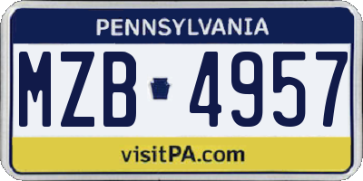 PA license plate MZB4957
