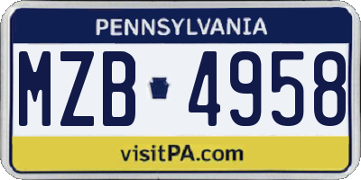 PA license plate MZB4958