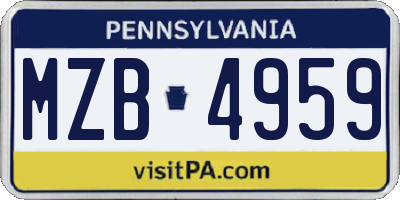 PA license plate MZB4959