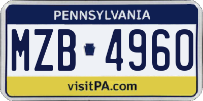 PA license plate MZB4960