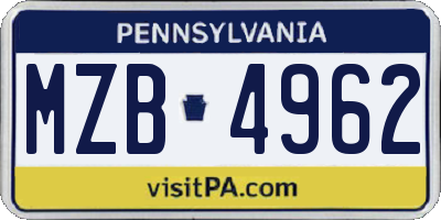 PA license plate MZB4962
