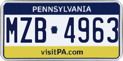 PA license plate MZB4963