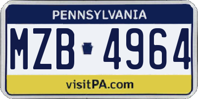 PA license plate MZB4964