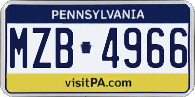 PA license plate MZB4966