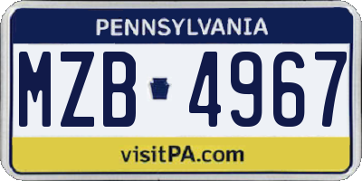 PA license plate MZB4967
