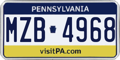 PA license plate MZB4968