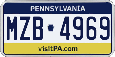 PA license plate MZB4969