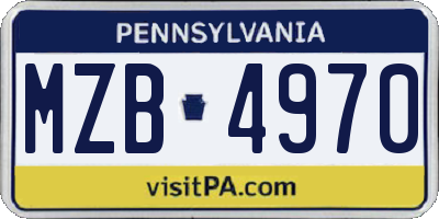 PA license plate MZB4970
