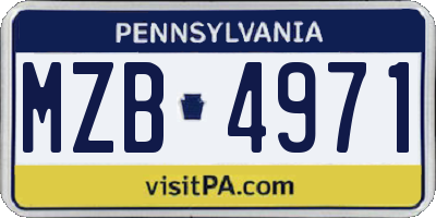 PA license plate MZB4971