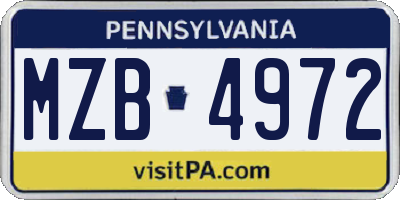 PA license plate MZB4972