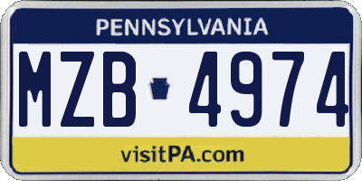 PA license plate MZB4974