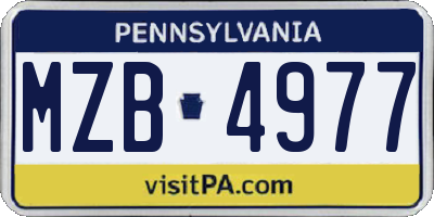 PA license plate MZB4977