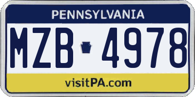 PA license plate MZB4978