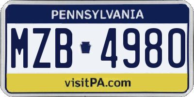 PA license plate MZB4980