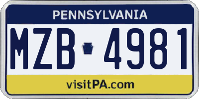 PA license plate MZB4981