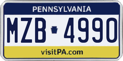 PA license plate MZB4990