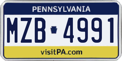PA license plate MZB4991