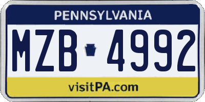 PA license plate MZB4992