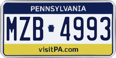 PA license plate MZB4993