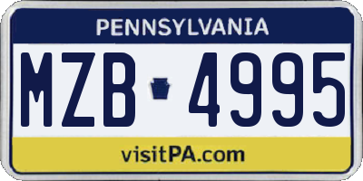 PA license plate MZB4995