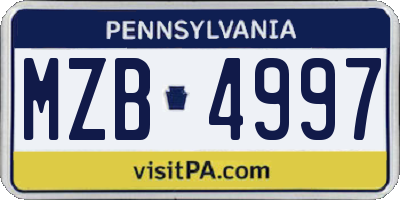 PA license plate MZB4997