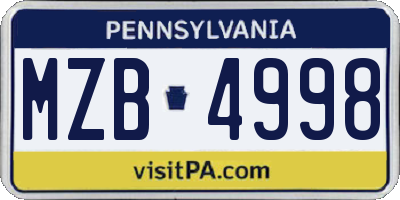 PA license plate MZB4998
